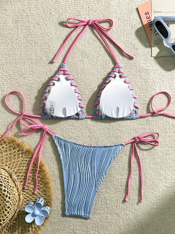 Bikini Arrugado Violeta de 2 piezas - Imagen 2